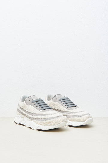 Sheepskin effect white sneakers  