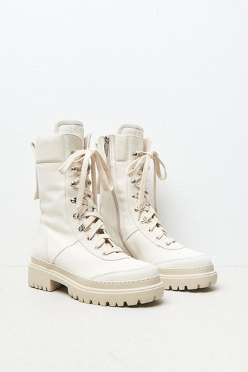 Canvas and suede combat boots  