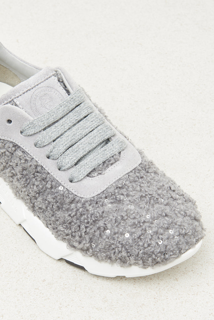 Real leather and eco-fur sneakers  