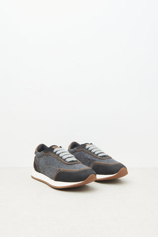 Real leather, felt and wool sneakers  