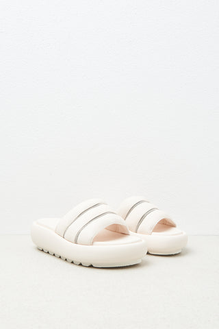 Embossed chunky leather slippers