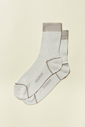 Lurex cotton yarn calf-length socks  
