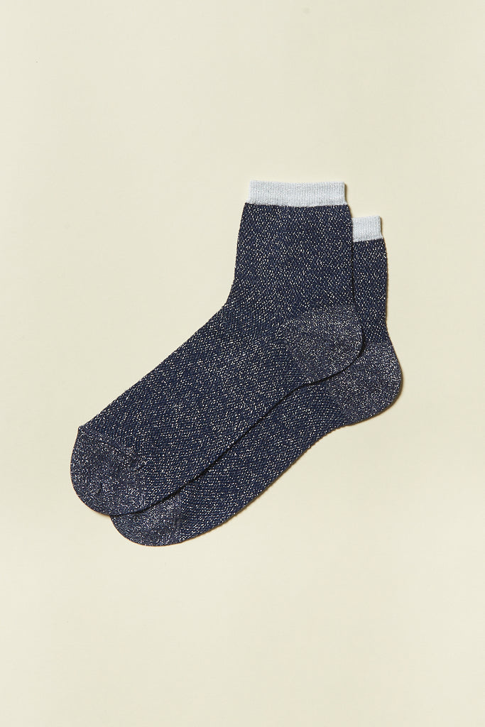Mesh-effect cotton lurex short socks  