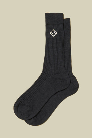 Embroidered merino wool sock  