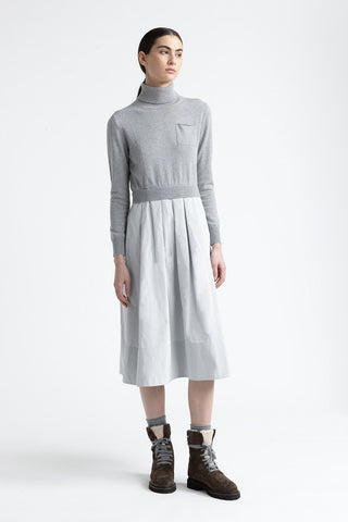 Wool, silk, cashmere, lurex and taffeta dress  