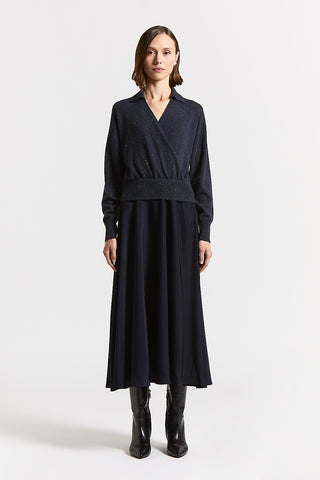 Abito in twill misto viscosa tricot