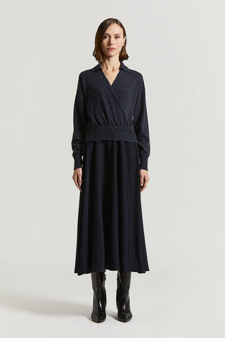 Abito in twill misto viscosa tricot