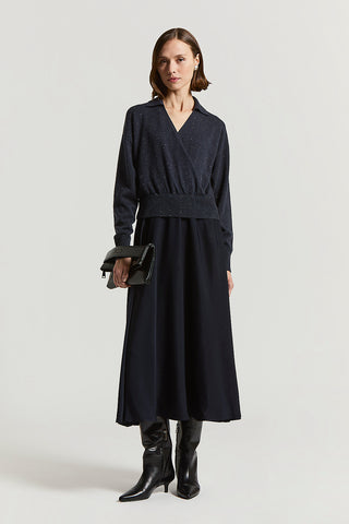 Abito in twill misto viscosa tricot