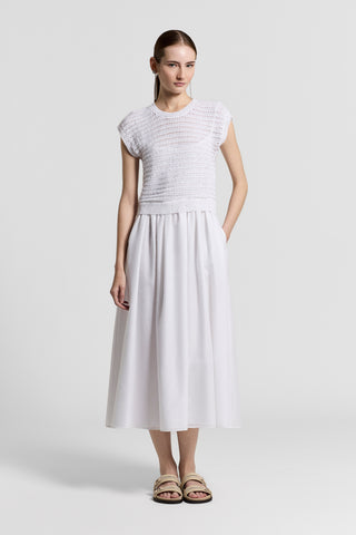 Bi-material cotton dress