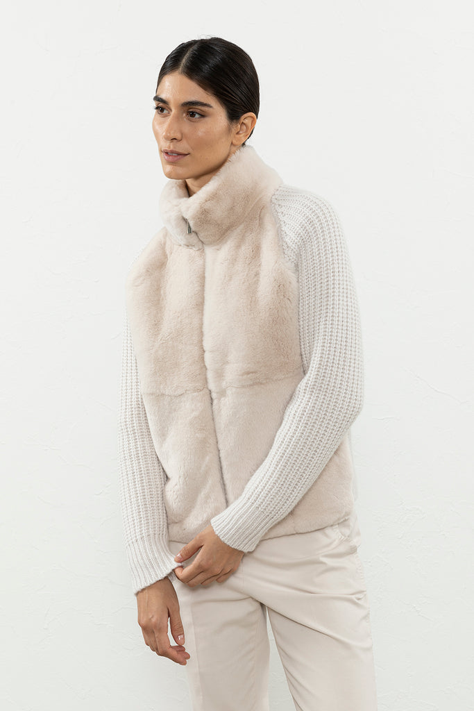 Sweater with rex lapin jabot  