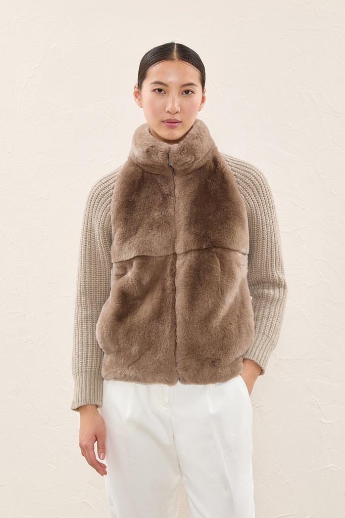 Sweater with rex lapin jabot  