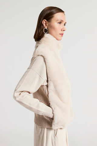 Gilet in lana, cashmere e rex lapin