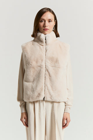 Gilet in lana, cashmere e rex lapin