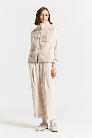 Gilet in lana, cashmere e rex lapin