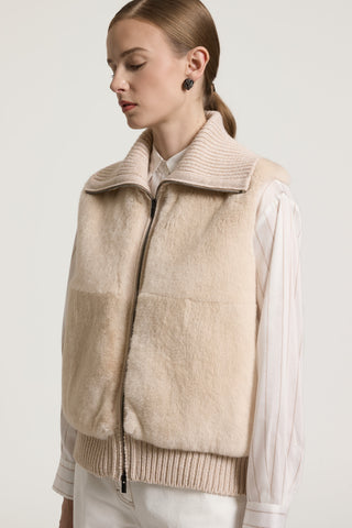 Gilet in rex lapin e lana, seta e cashmere 2 / 3