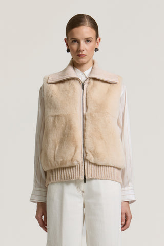Gilet in rex lapin e lana, seta e cashmere 1 / 3