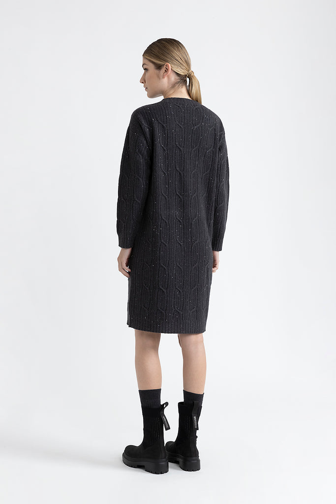 Wool, silk, cashmere and lurex midi dress  