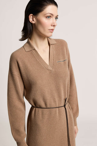 Abito midi in lana,seta e cashmere