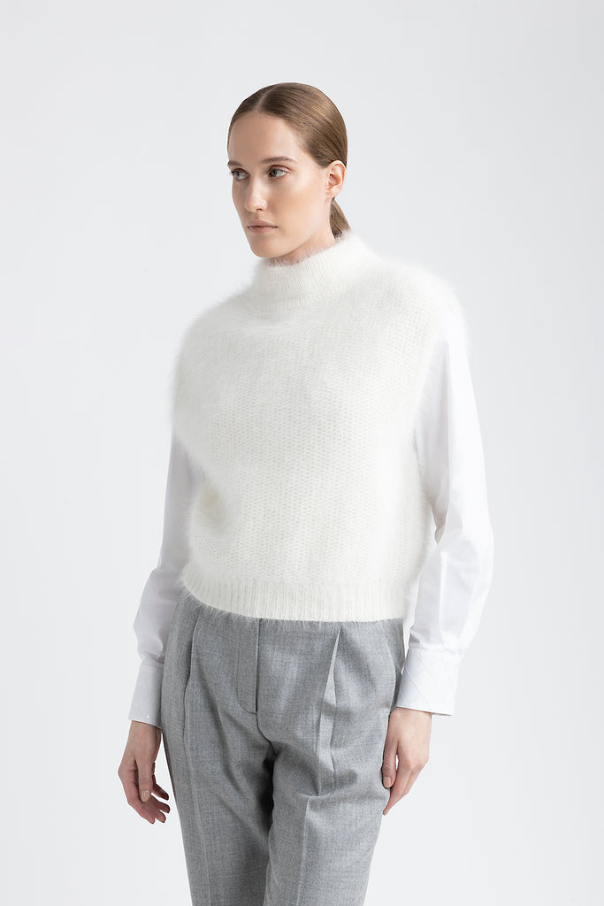 Angora wool yarn gilet  