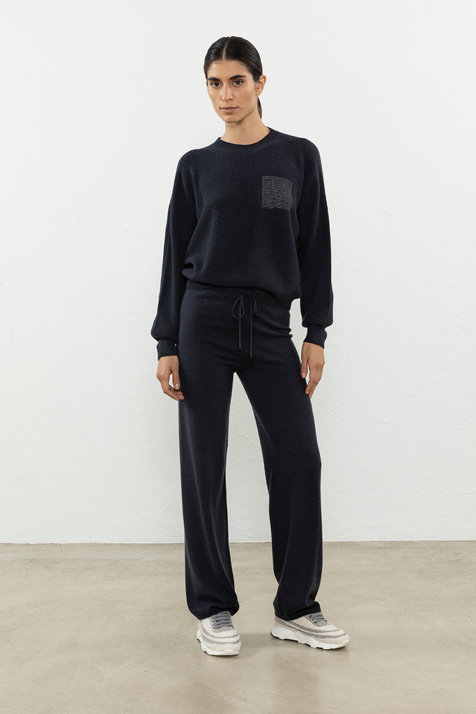 Wool, silk and cashmere knit trousers  