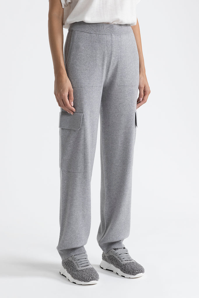 Wool, silk and cashmere baggy cargo pants  