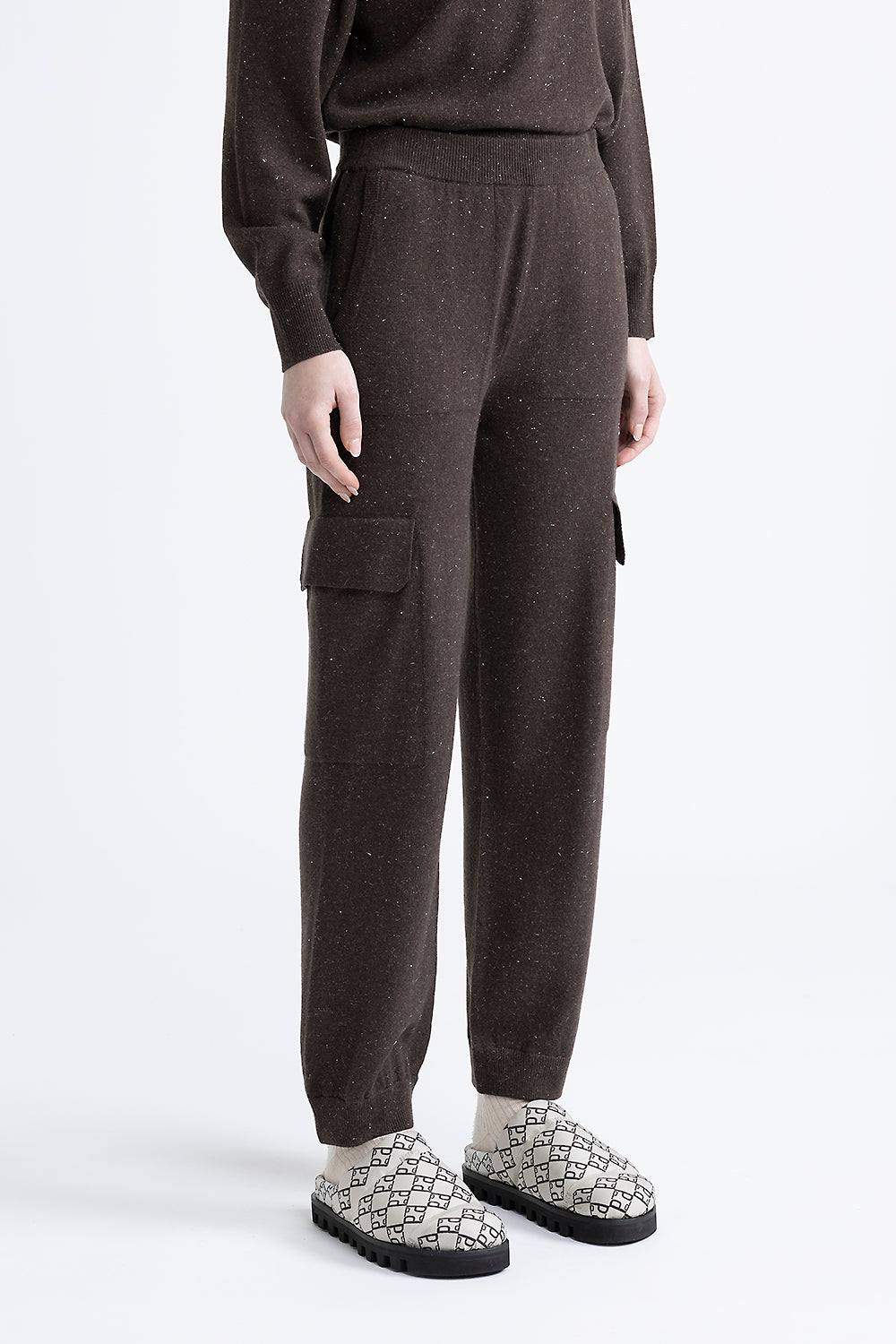 Peserico Pantalone baggy cargo in lana, seta, cashmere e lurex