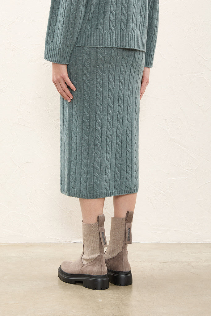 Knitted skirt in wool, silk, cashmere and lurex  