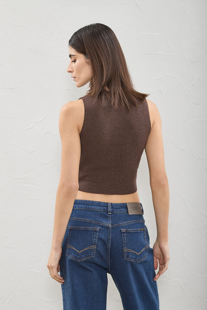 Top in wool, silk, cashmere and lurex  