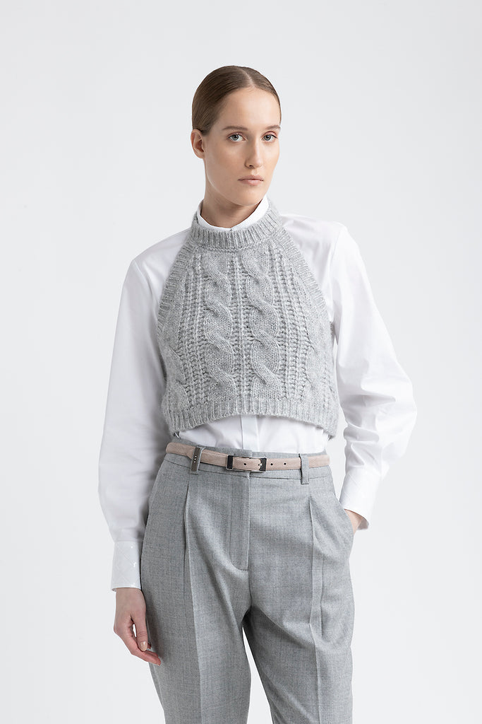 Wool, silk, cashmere and alpaca knit top  