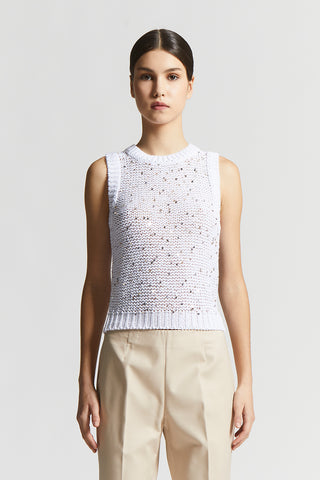 Cotton webbing top with sequins