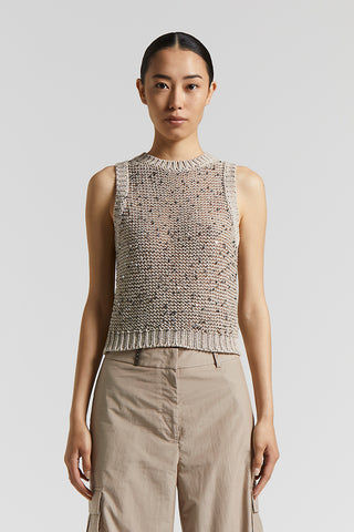 Cotton webbing top with sequins