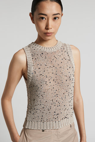 Cotton webbing top with sequins