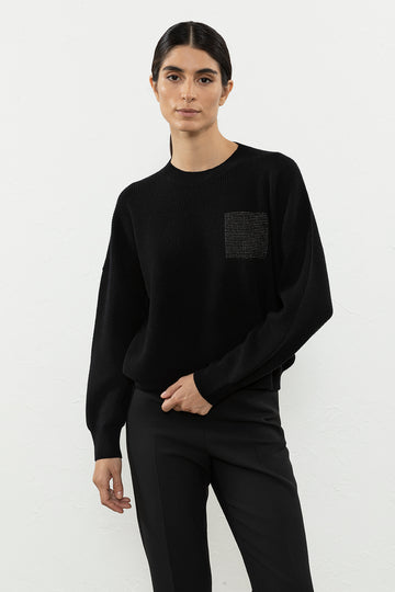 Wool, silk and cashmere sweater with Punto Luce  