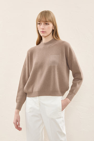Wool, silk and cashmere turtleneck sweater  