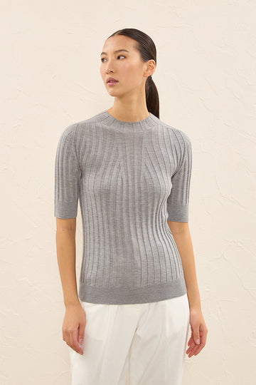 Sweater in wool and  viscose with lurex threads  