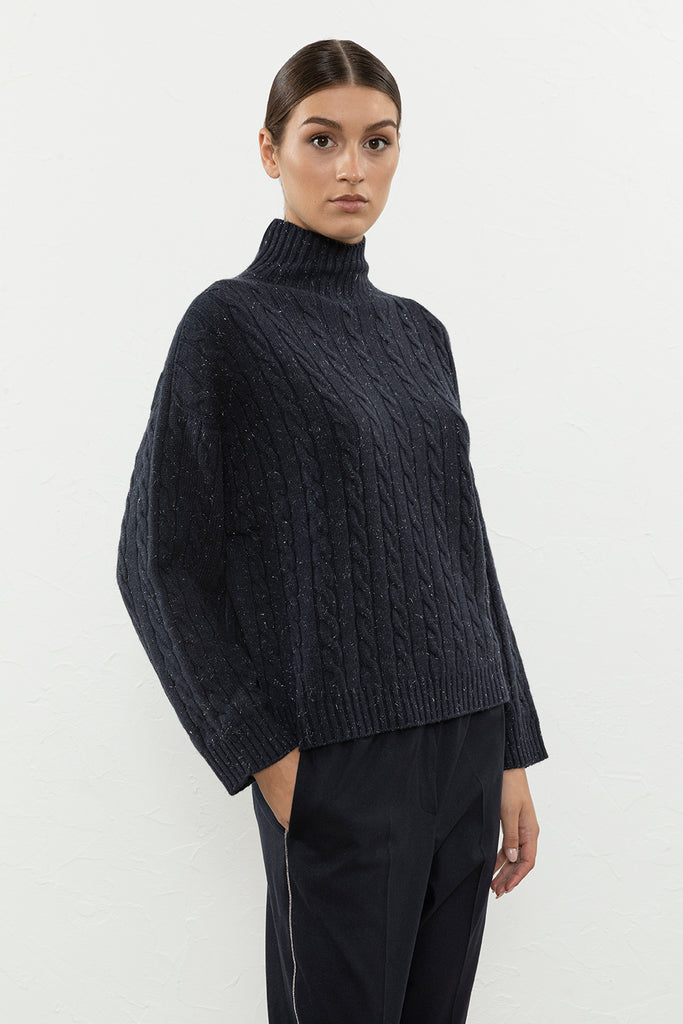 Wool, silk and cashmere sweater with Lurex  