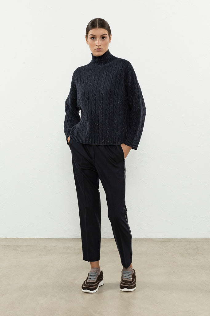 Wool, silk and cashmere sweater with Lurex  