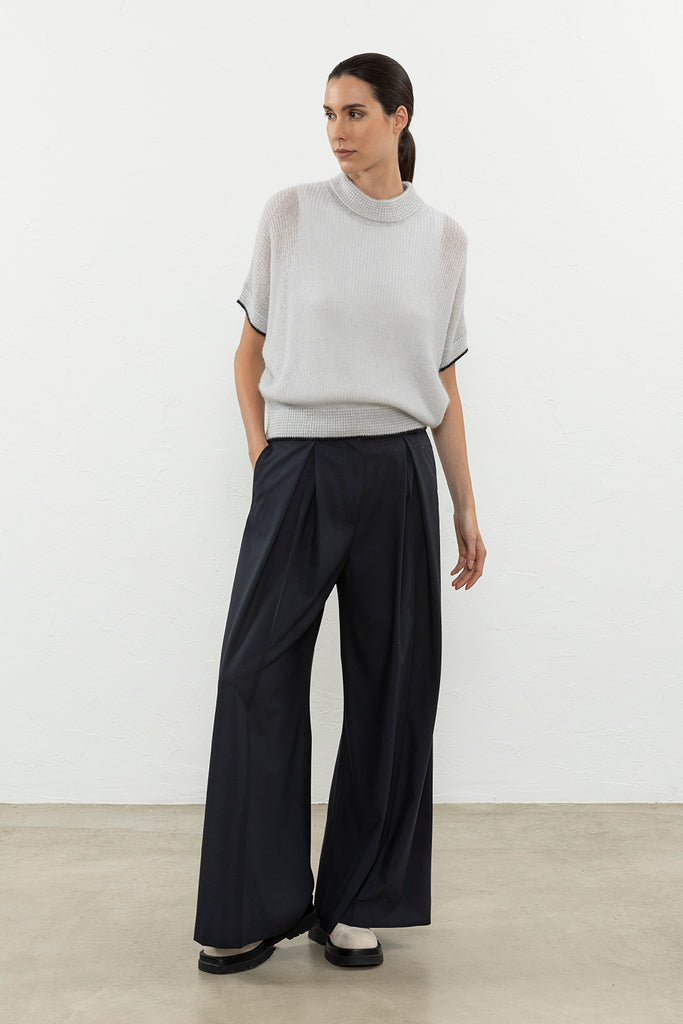Stretch wool loose-fit trousers  