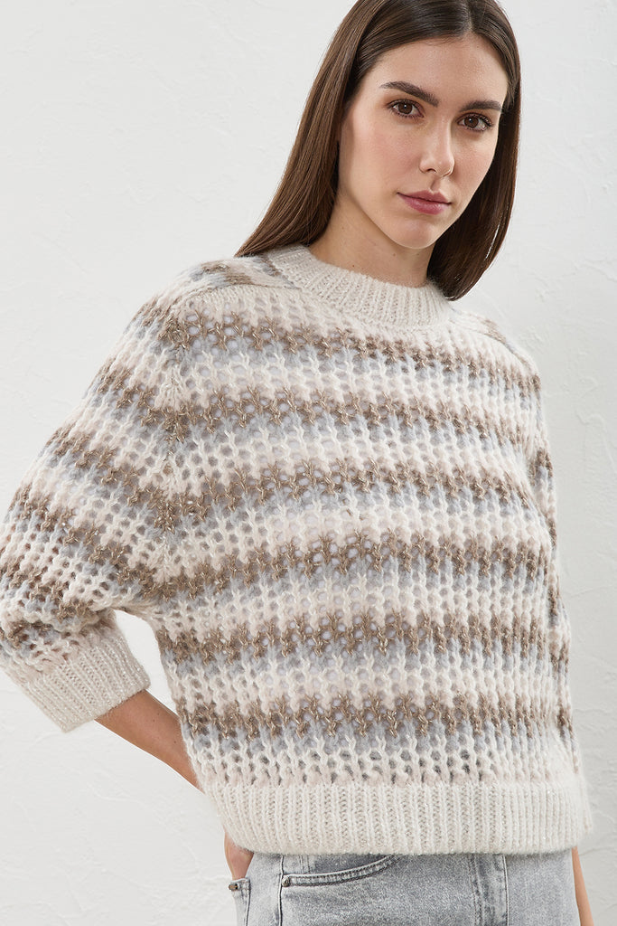 Wool, alpaca, angora and sequins sweater  