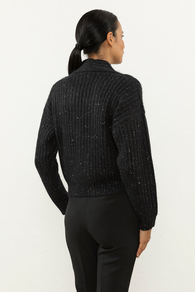 Suri alpaca and sequin cardigan  