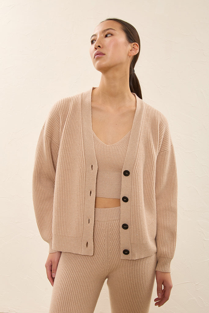 Cardigan in wool, silk, cashmere and lurex  