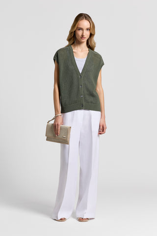 Pure linen yarn cardigan