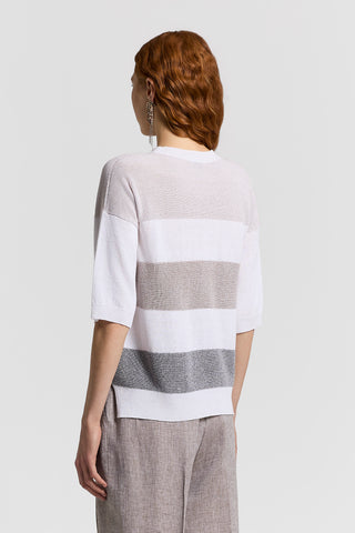 Sequined cotton/linen crepe sweater