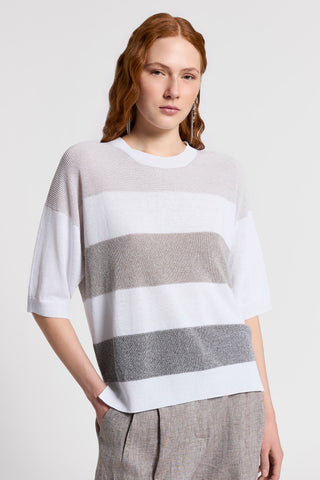 Sequined cotton/linen crepe sweater