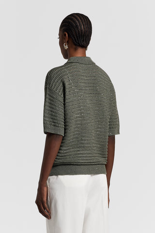 Sequined pure cotton polo shirt