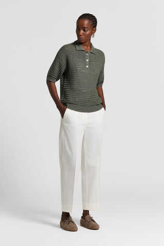 Sequined pure cotton polo shirt