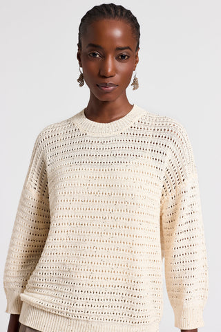 Sequined pure cotton yarn sweater