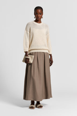 Sequined pure cotton yarn sweater