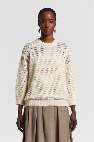 Sequined pure cotton yarn sweater