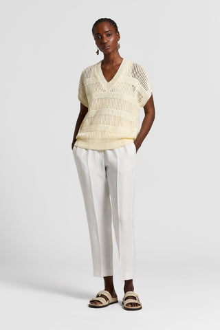 Pure cotton V-neck sweater